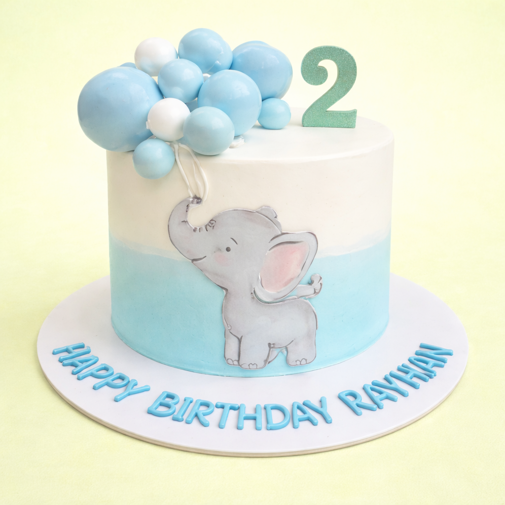 Baby Elephant Balloon Birthday Cake