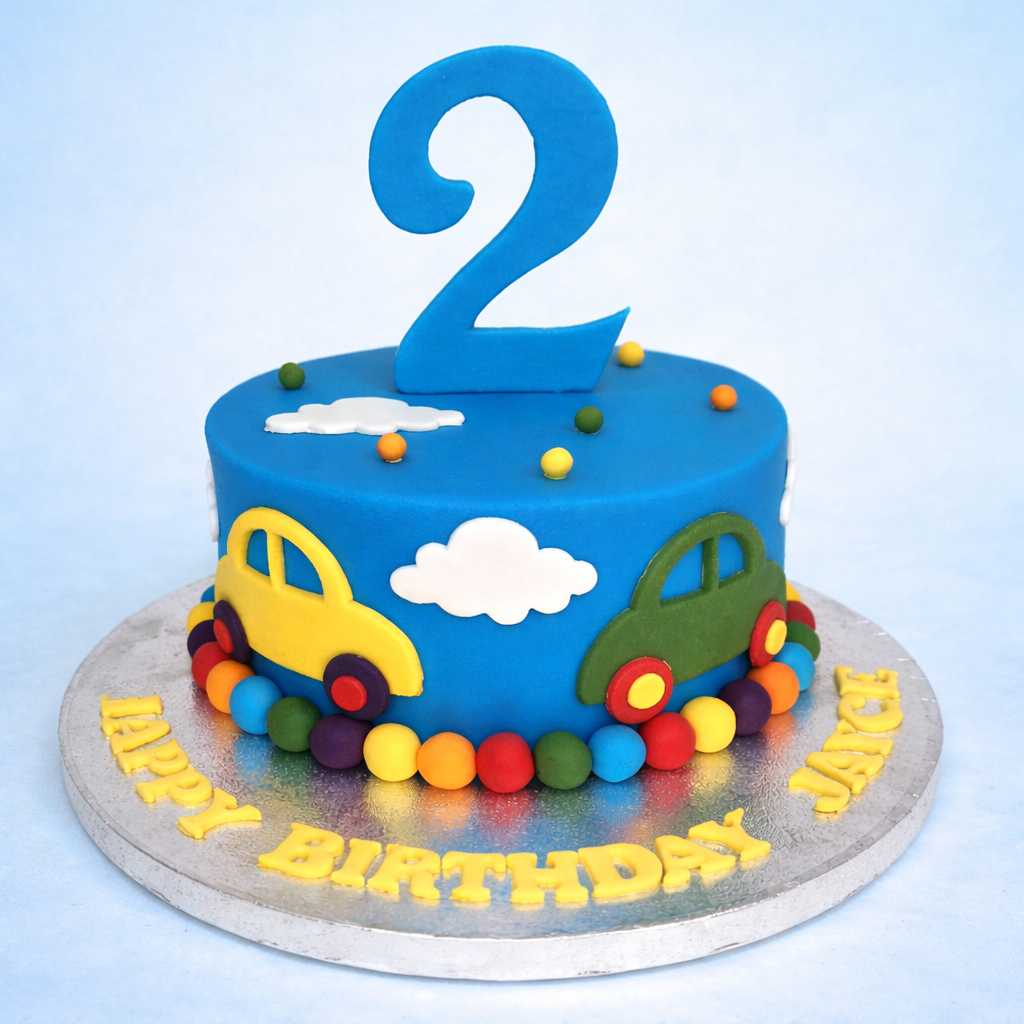 Little Wheels Birthday Cake