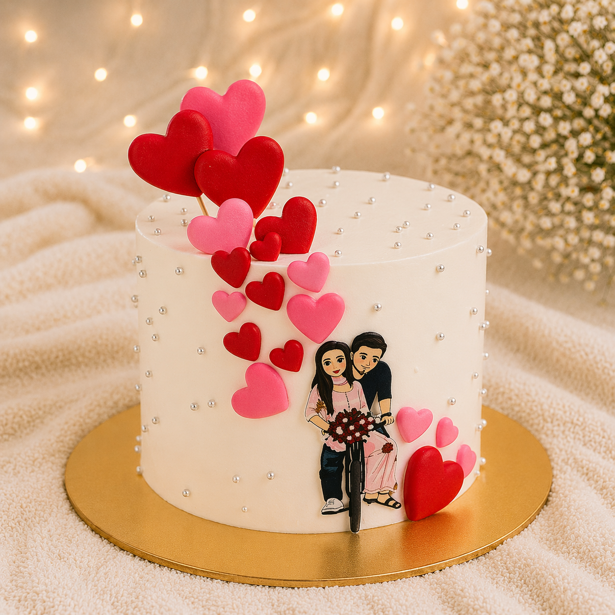 Blushing Hearts Romance Cake