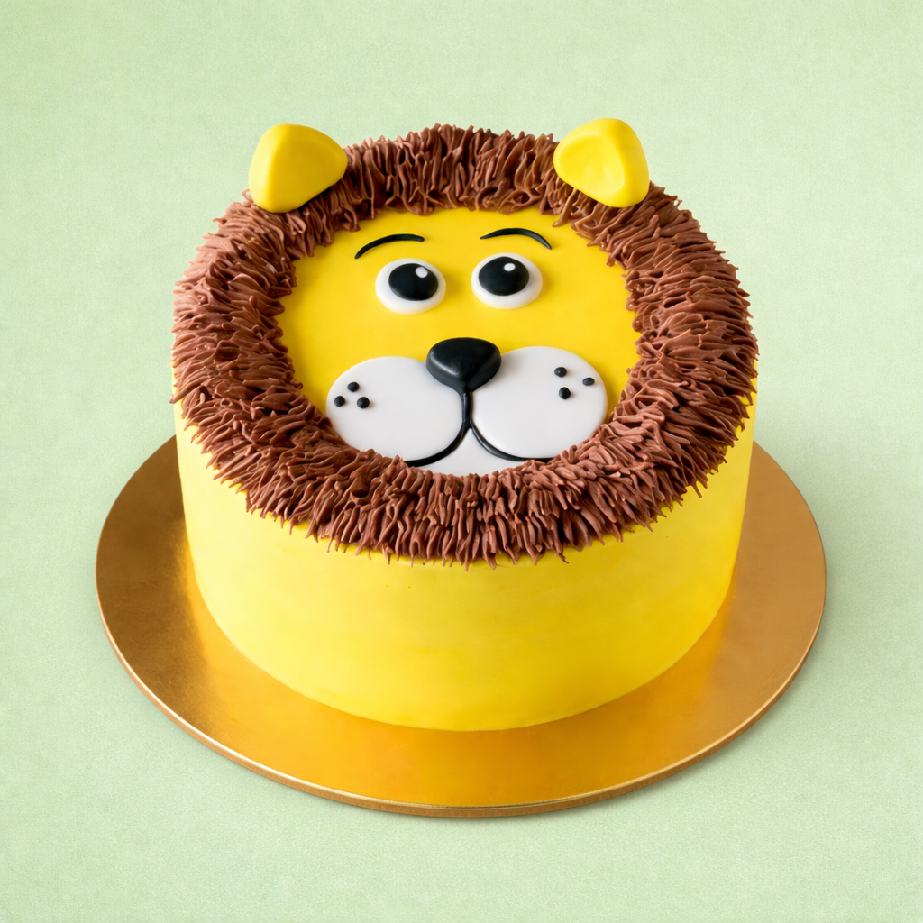 Cute lion face birthday cake for kids by Cake Mandi